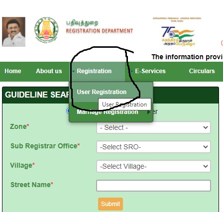 How to check the guideline value for a property in Tamil Nadu?