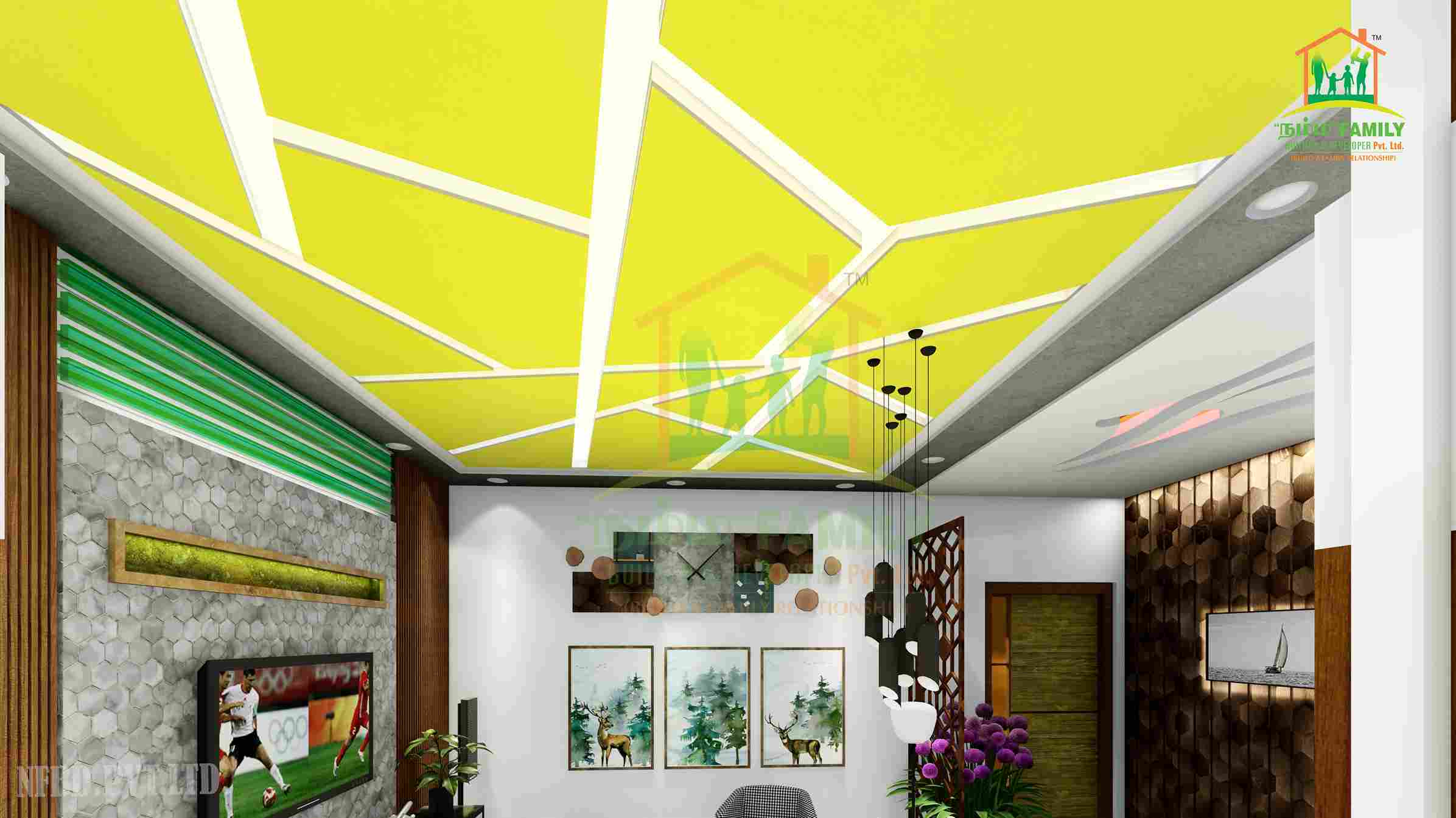 Match with flooring Bedroom Ceiling Design